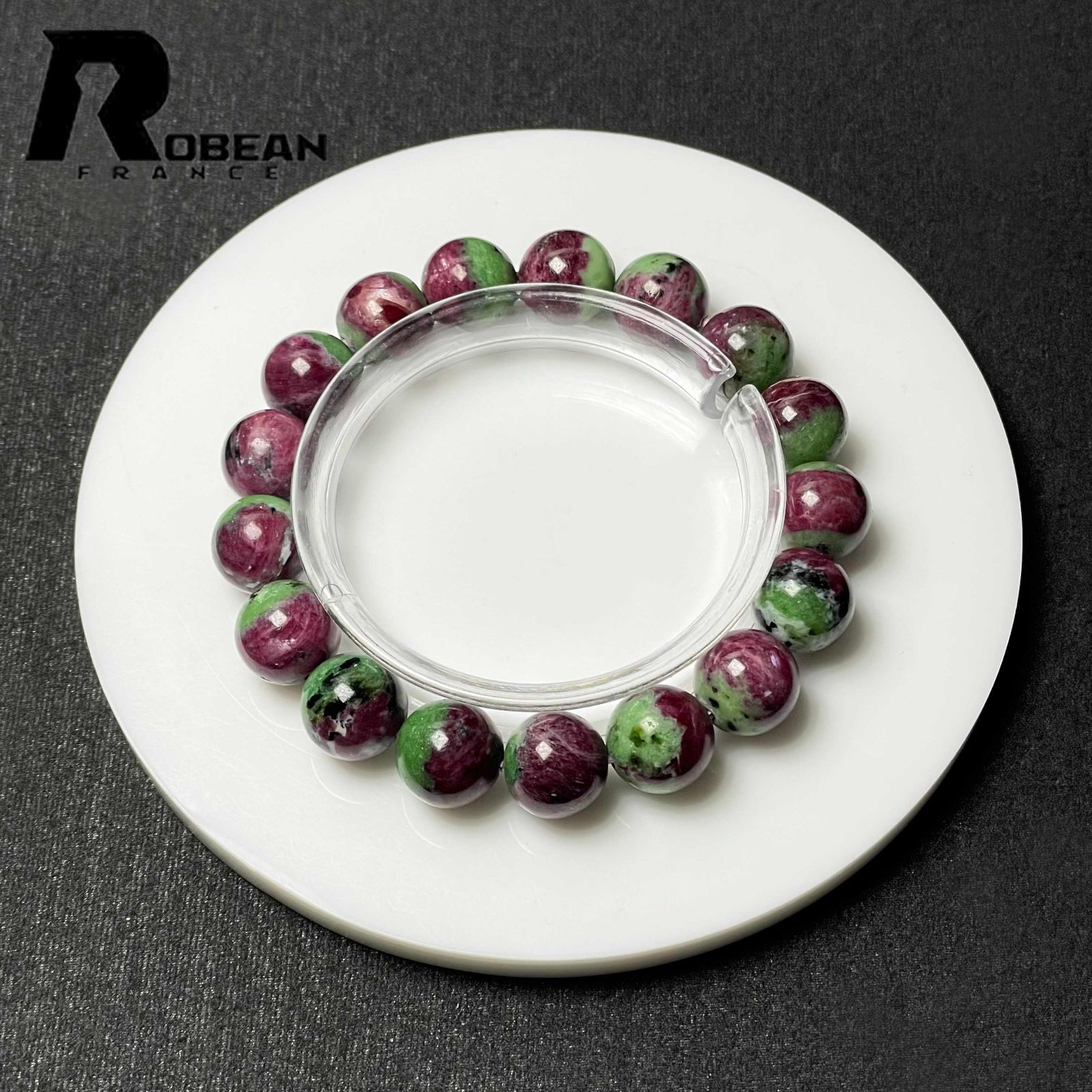 絶賛 EU製 定価13万円 ROBEAN ルビーインゾイサイト パワーストーン ブレスレット 天然石 原石 お守り プレゼント 12.2-12.7mm M1030901