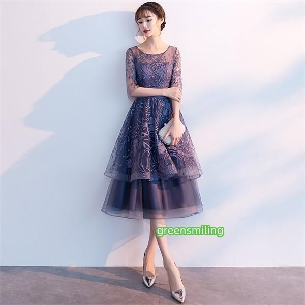 ドレス 大人 ピアノ発表会 ドレス 演奏会 ミモレ丈 結婚式 パーティードレス ミモレ丈ドレス ファスナー お呼ばれ 袖あり