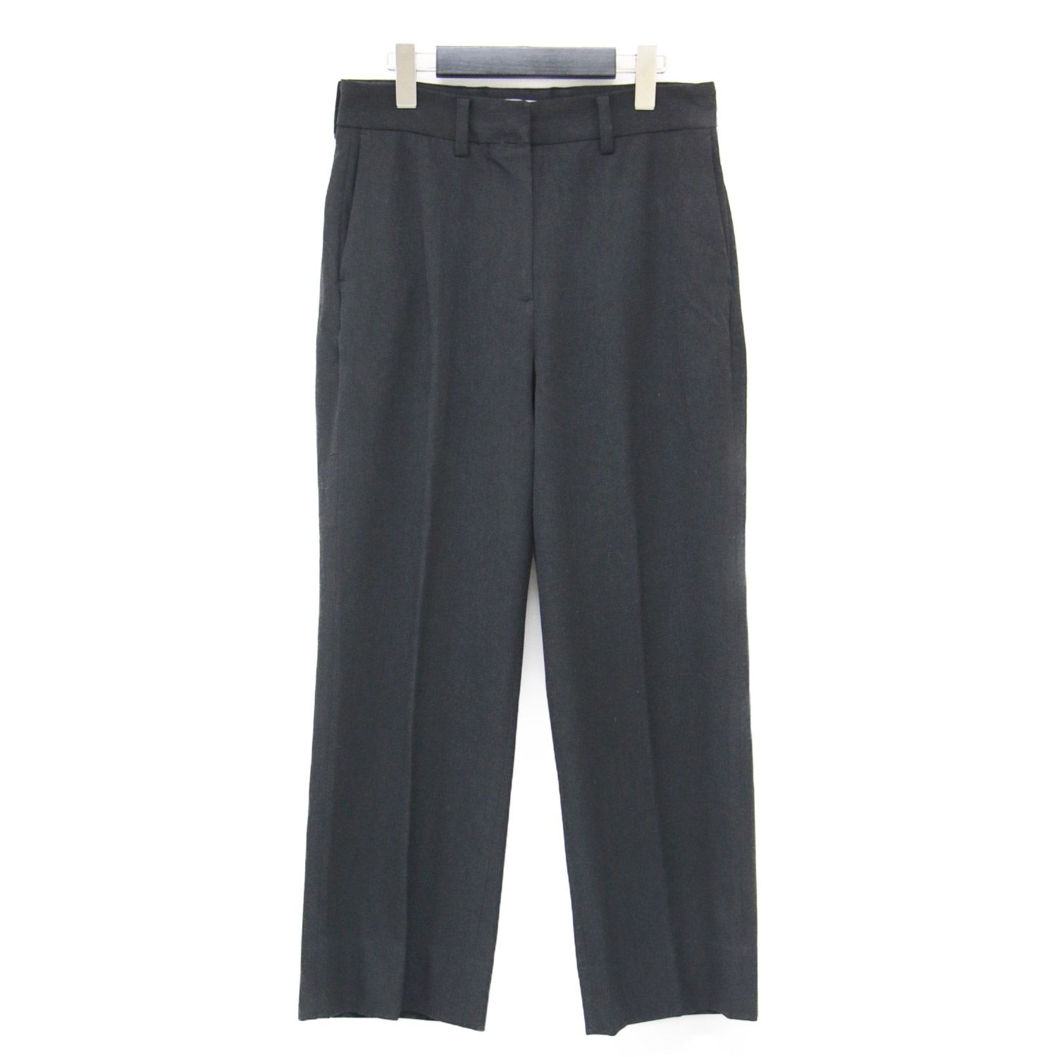 YAECA ヤエカ パンツ ダークグレー サイズ S CONTEMPO ストレート ワイドパンツ センタープレス クロップド丈 ストレッチ ボトムス ズボン レディース