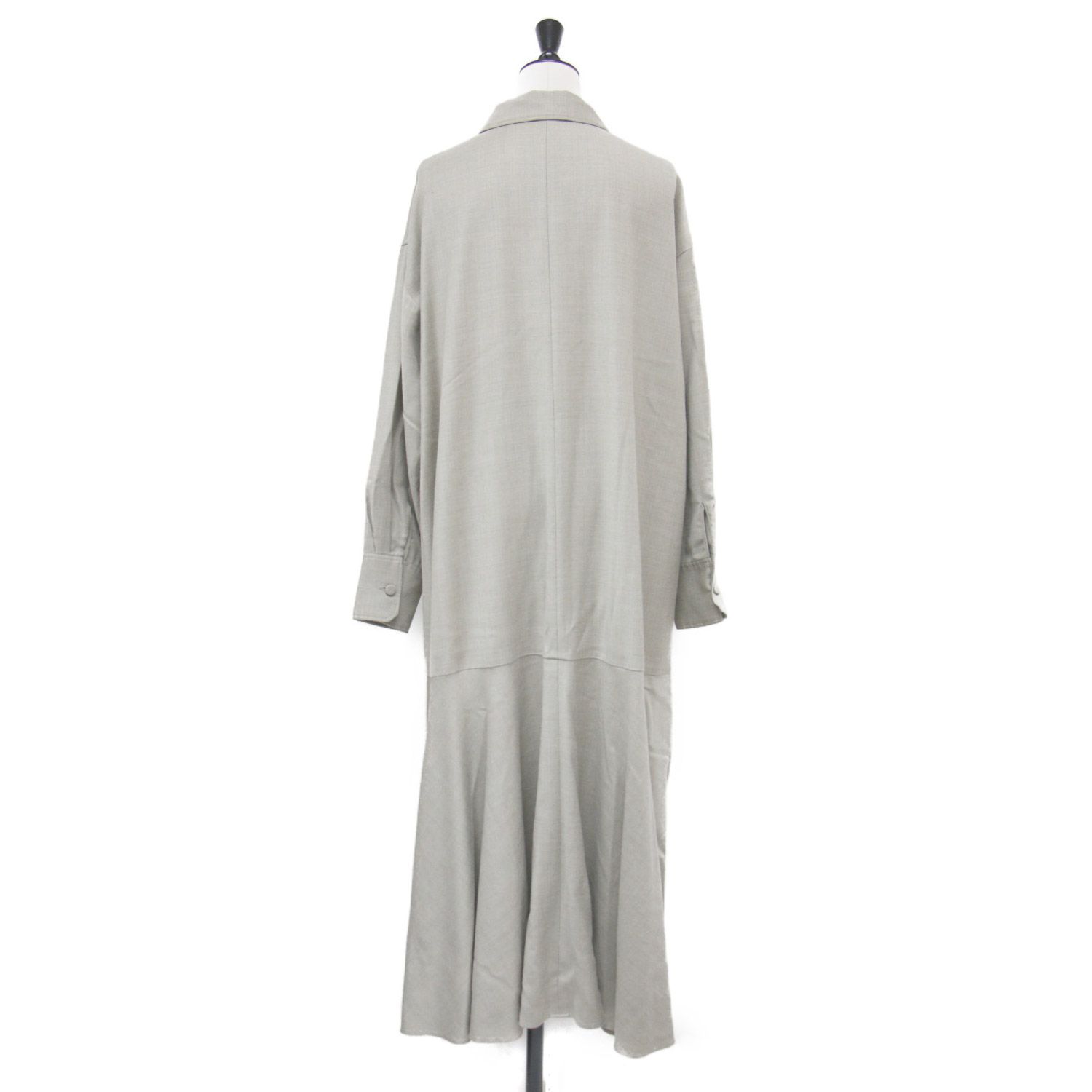 1er Arrondissement プルミエ アロンディスモン ワンピース ベージュ系 サイズ 38 M 22秋冬 サキソニー ウール ロング シャツワンピース 長袖 フ ワイド 比翼ボタン トップス 羽織り レディース