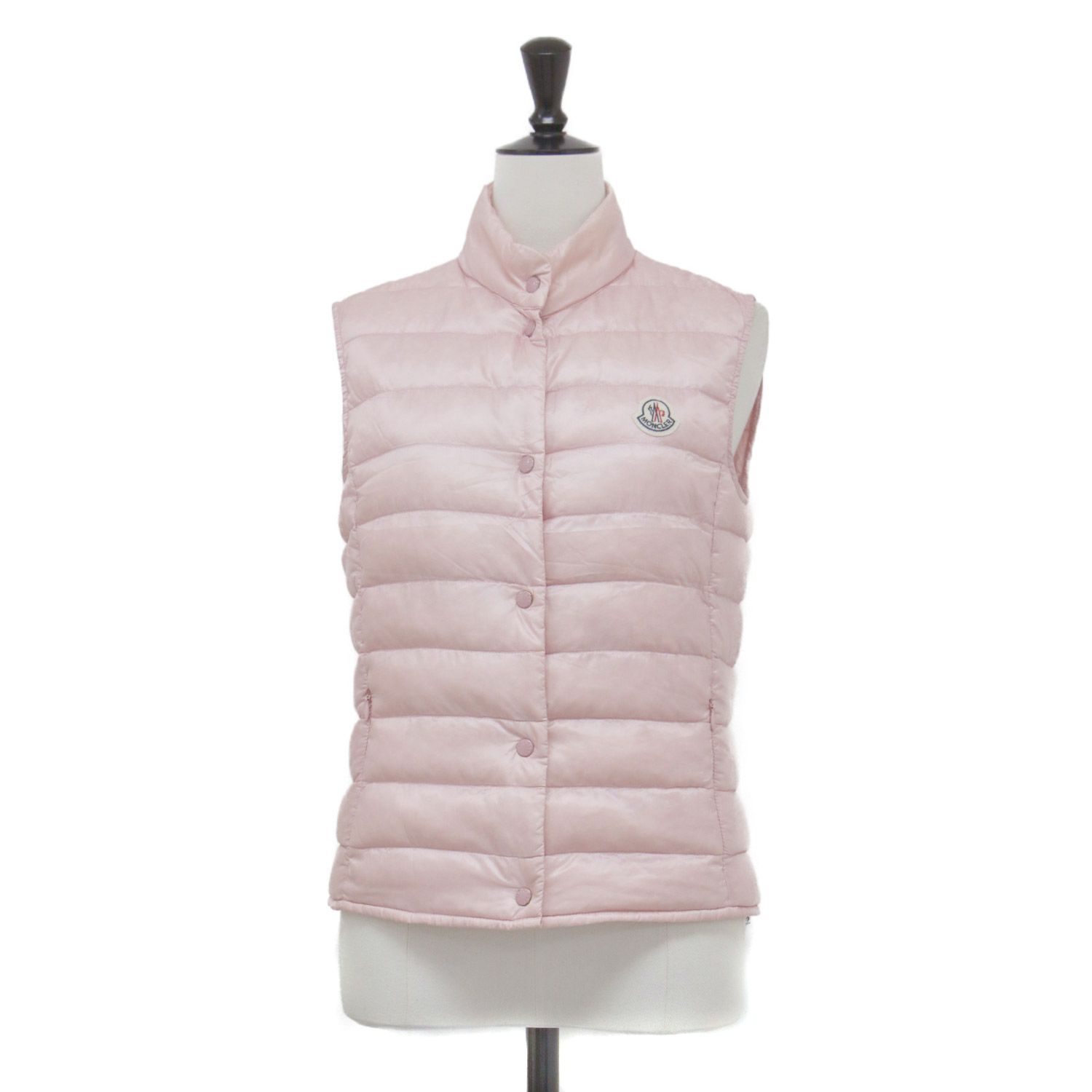 MONCLER モンクレール ダウンベスト ピンク サイズ 0 S LIANE GILET ショート丈 スタンド ワッペン ロゴ アメリカ製 アウター ジャケット 上着 レディース