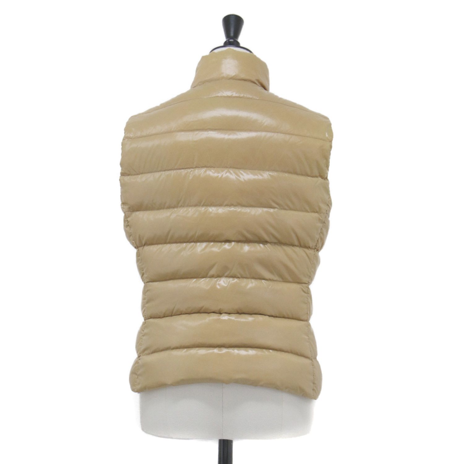 MONCLER モンクレール ダウンベスト ベージュ サイズ 0 S GHANY GILET スタンド ダブルジップ ワッペン ロゴ ナイロン アウター ジャケット 上着 レディース