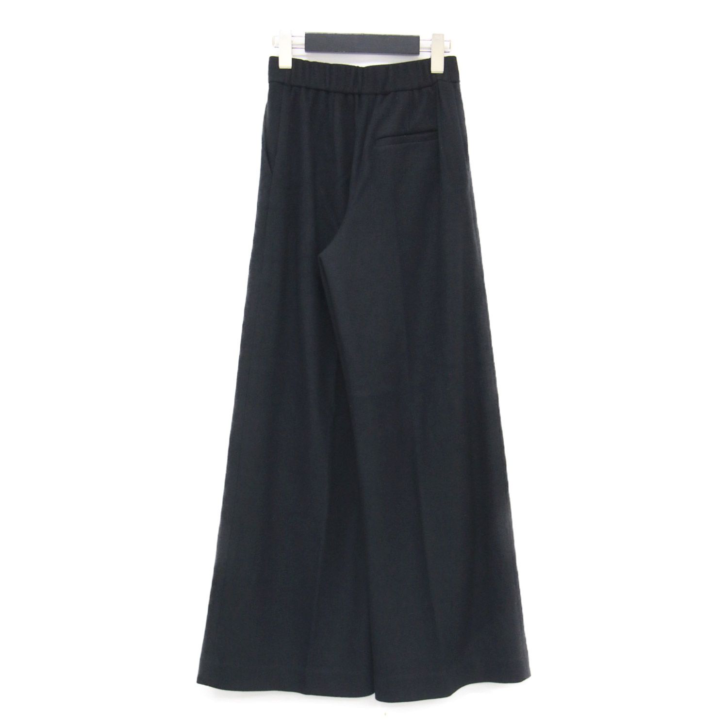 Theory セオリー パンツ ブラック 黒 サイズ XXS 23秋冬 ウールフ パンツ ウエストゴム ストレート ワイド センタープレス ボトムス ズボン レディース