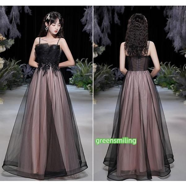 ロングドレス 演奏会 黒 母親 結婚式 パーティードレス ロング丈 フォーマル