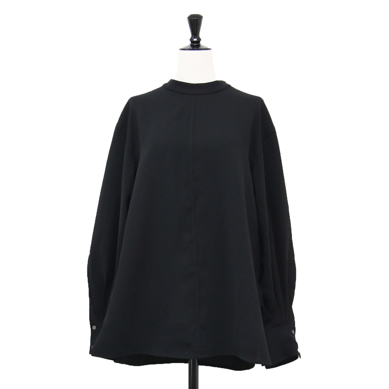 Spick-Span スピックアンドスパン ブラウス ブラック 黒 サイズ 24春夏 ドライドレープ クロスハイネック ブラウス シャツ ボリュームスリーブ チュニック丈 ボトルネック スリット トップス レディース