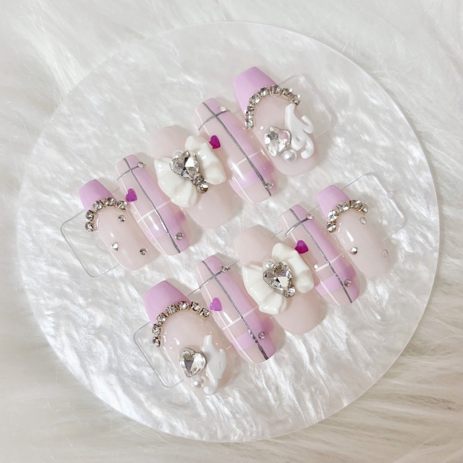 ネイルチップオーダー 推しカラー 推しネイル ガーリーネイル ガーリー