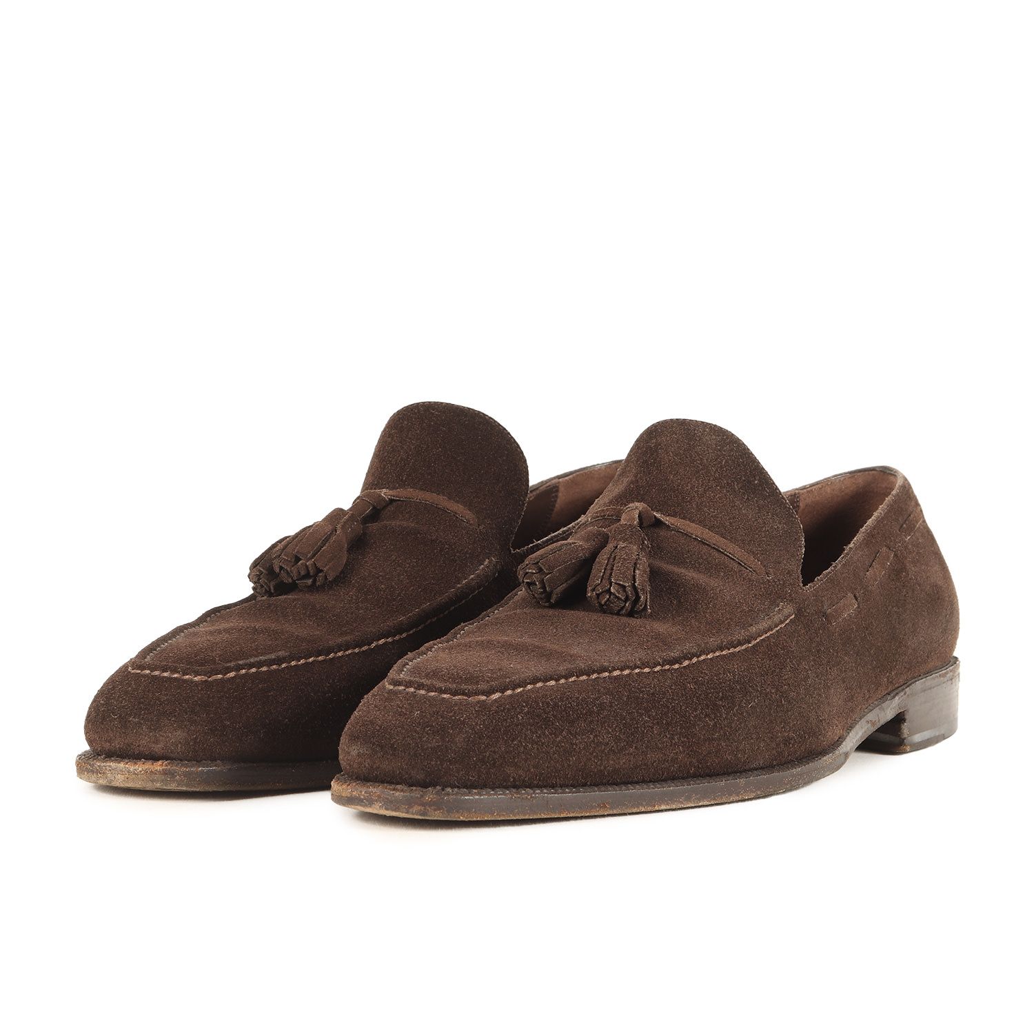 ENZO BONAFE エンツォ ボナ サイズ:8(27.0cm相当) | フェ スエード タッセル ローファー | ブラウン | ブランド シューズ 靴【メンズ】【中古】【K4623】 ENZO BONAFE エンツォ ボナ サイズ:8(27.0cm相当) | フェ スエード
