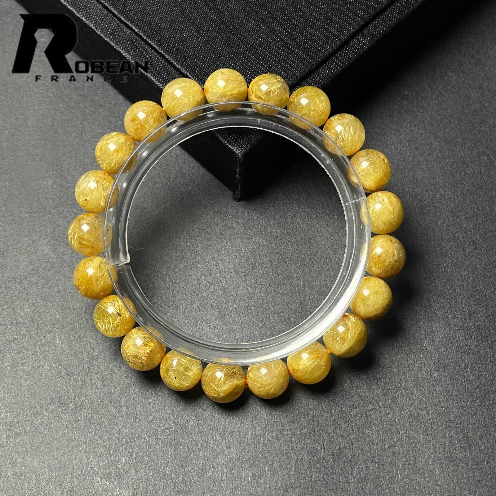 EU製 定価13万円 ROBEAN ! 満針ルチルクォーツ ブレスレット パワーストーン 天然石 金運 お守り プレゼント 8.8-9.2mm M1030904