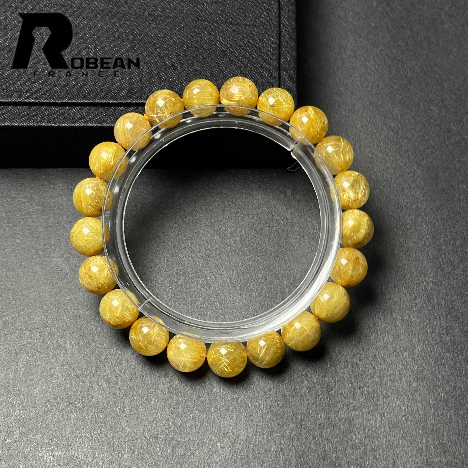 EU製 定価13万円 ROBEAN ! 満針ルチルクォーツ ブレスレット パワーストーン 天然石 金運 お守り プレゼント 8.8-9.2mm M1030904