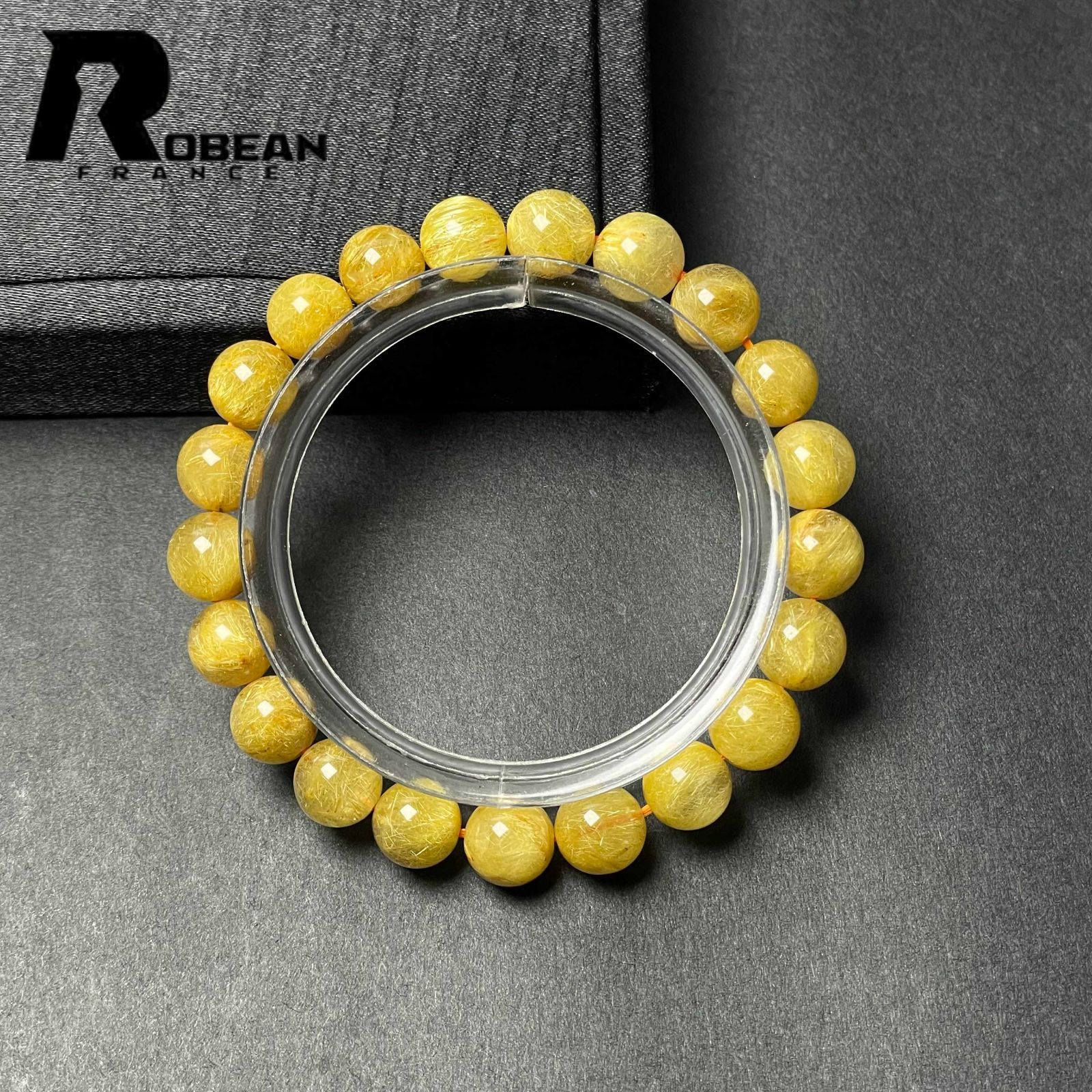 EU製 定価13万円 ROBEAN ! 満針ルチルクォーツ ブレスレット パワーストーン 天然石 金運 お守り プレゼント 8.8-9.2mm M1030905