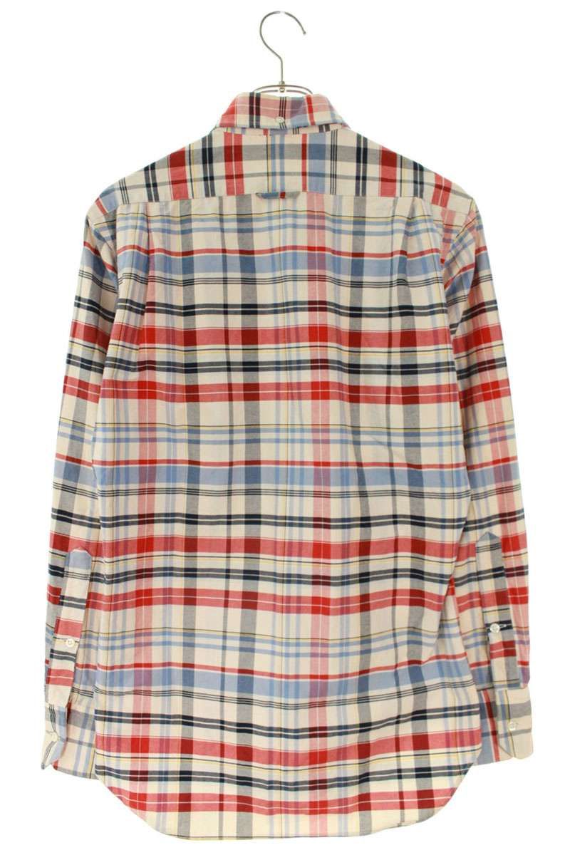 トムブラウン THOM BROWNE ボタンダウンチェック長袖シャツ 2 グレー×ホワイト 【217091_4】【99】 THOM BROWNE チェック柄長袖シャツ サイズ0 made in USA THOM BROWNE