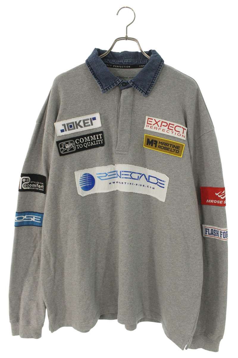 マーティンローズ RUGBY POLO パッチワークラグビーポロ長袖カットソー メンズ XL
