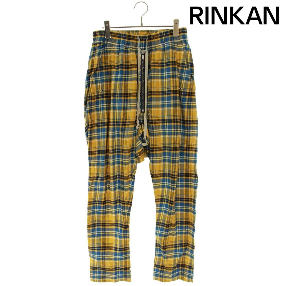 リックオウエンス RU21S6392-CP チェック柄サルエルイージーロングパンツ メンズ 46