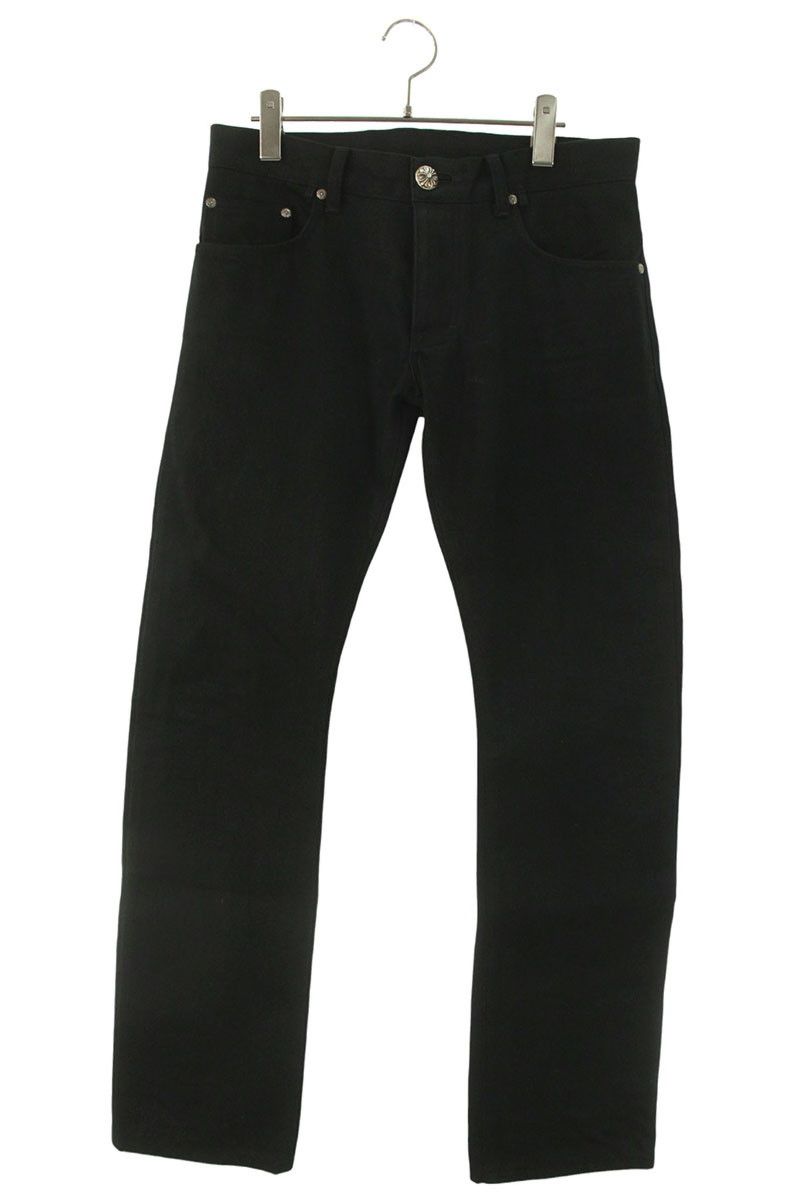 クロムハーツ DNM PANTS BLK クロスボールボタンフライフレアデニム