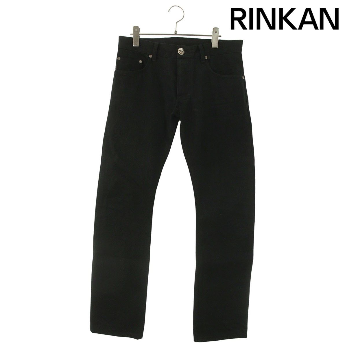 クロムハーツ DNM PANTS BLK クロスボールボタンフライフレアデニム