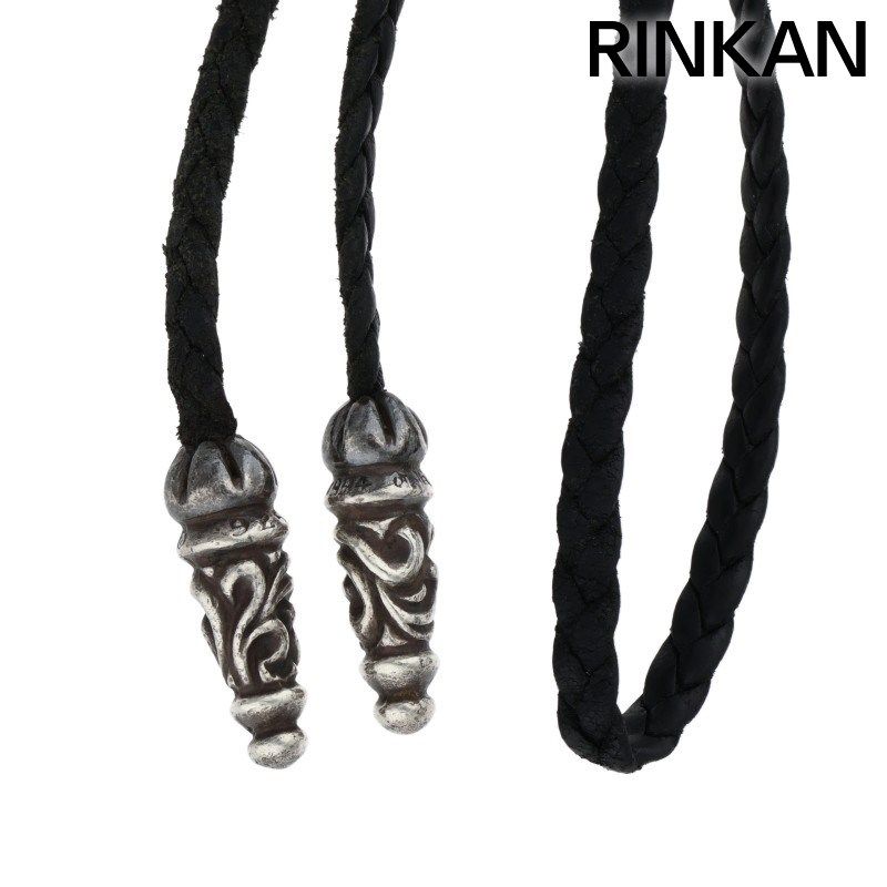 クロムハーツ ネックレス レザーブレイド クロムハーツ LEATHER BRAID/ラージスクロールレザーブレード シルバー