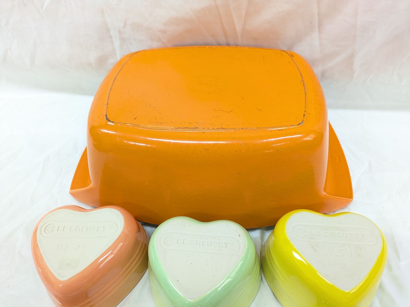  Le Creuset ル クルーゼ コケル 28 オレンジ おまけ ココット ハート型× 両手鍋 鍋 グリル