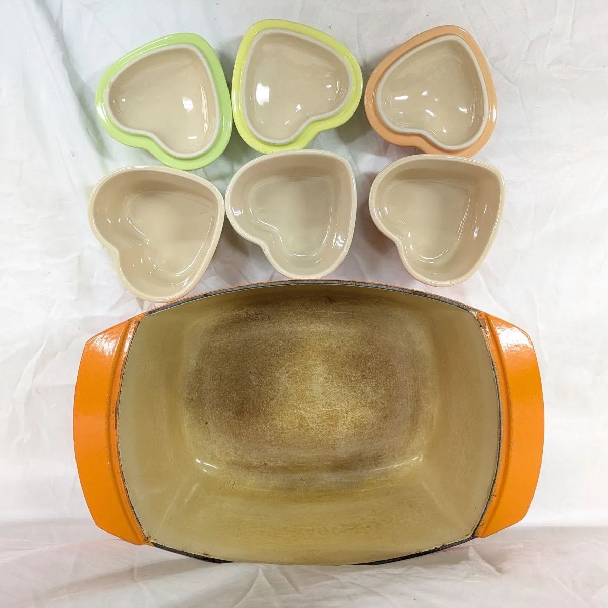 Le Creuset ル クルーゼ COQUELLE コケル 28 オレンジ おまけ ココット ハート型×3個