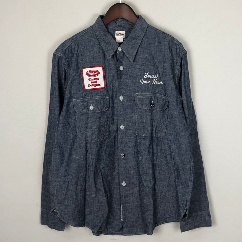 品 HYSTERIC GLAMOUR ヒステリックグラマー × BIGYANK ビッグヤンク 別注 コラボ L S CHAMBRAY SHIRT 02172AH06 ロングスリーブ シャンブレーシャツ 長袖 140-251103-yo-04-tei