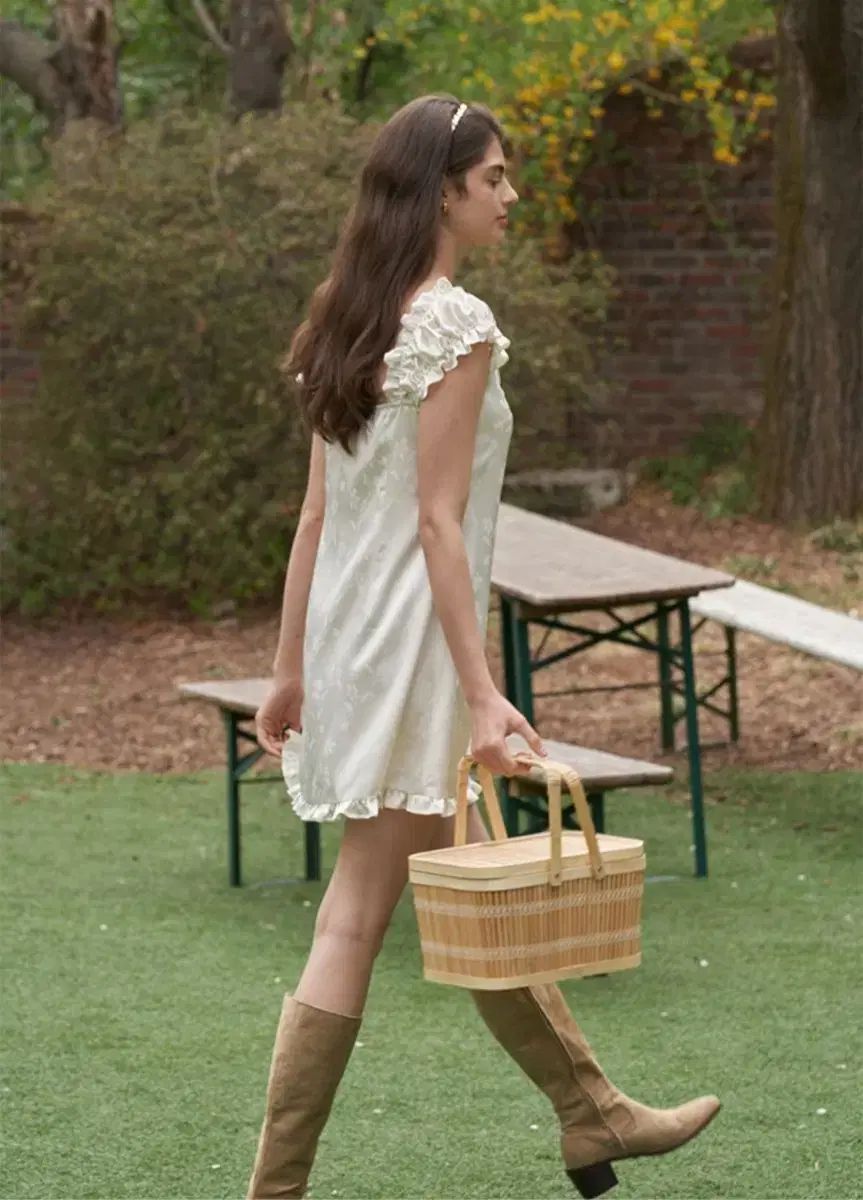 랭앤루 LANG-LU 린 LYNN 드레스 DRESS サテン SATIN フラワー FLOWER ミニ MINI ワンピース ONE PIECE アイボリー IVORY TAG付き SHINPIN