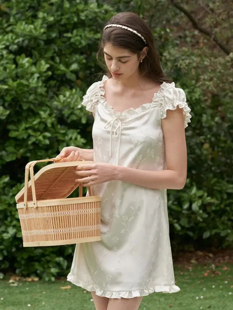 랭앤루 LANG-LU 린 LYNN 드레스 DRESS サテン SATIN フラワー FLOWER ミニ MINI ワンピース ONE PIECE アイボリー IVORY TAG付き SHINPIN