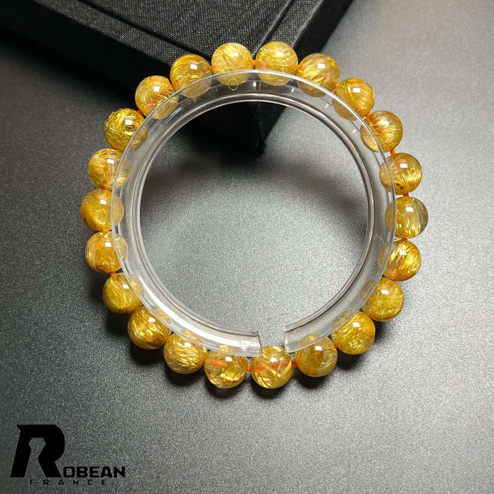EU製 定価20万円 ROBEAN ! 満針ルチルクォーツ ブレスレット パワーストーン 天然石 金運 お守り プレゼント 8.4-8.8mm K1028167