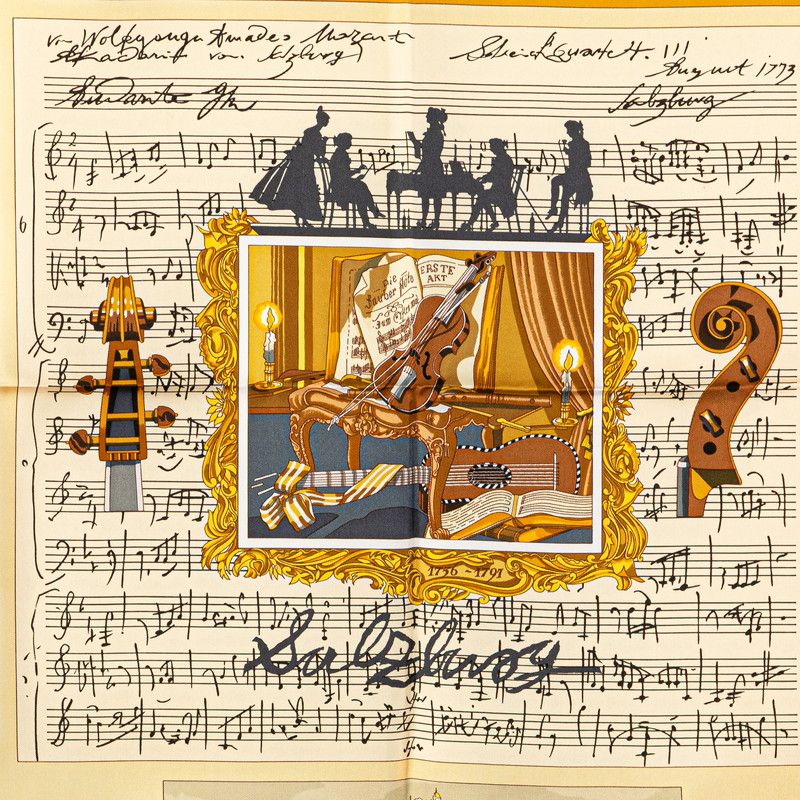 エルメス カレ90 IN SALZBURG ザルツブルグにて イエロー マルチ シルク レディース HERMES 228-09882