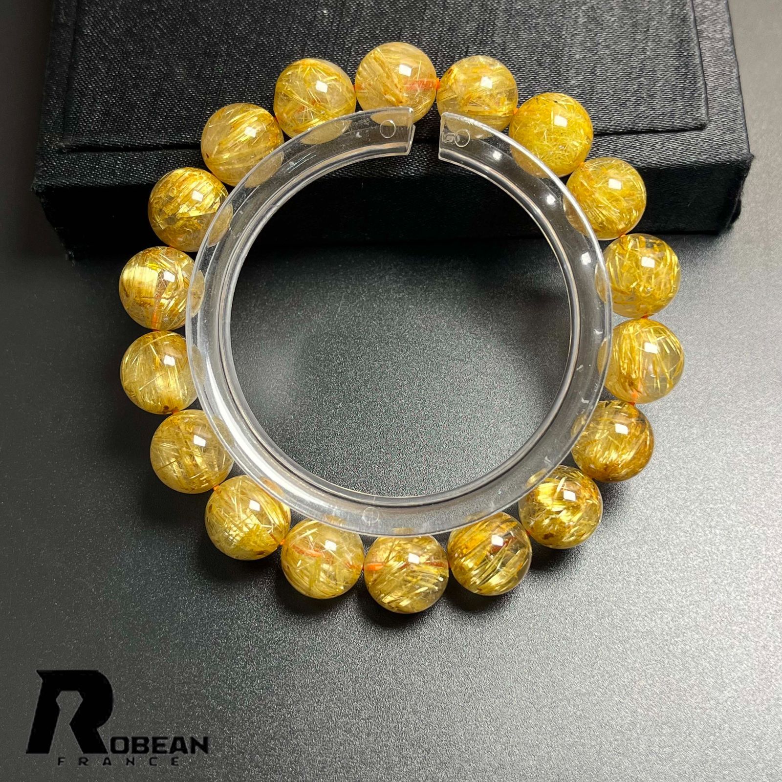 絶賛 EU製 定価32万円 ROBEAN ! 満針ルチルクォーツ ブレスレット パワーストーン 天然石 金運 お守り プレゼント 10.9-11.3mm K1028168