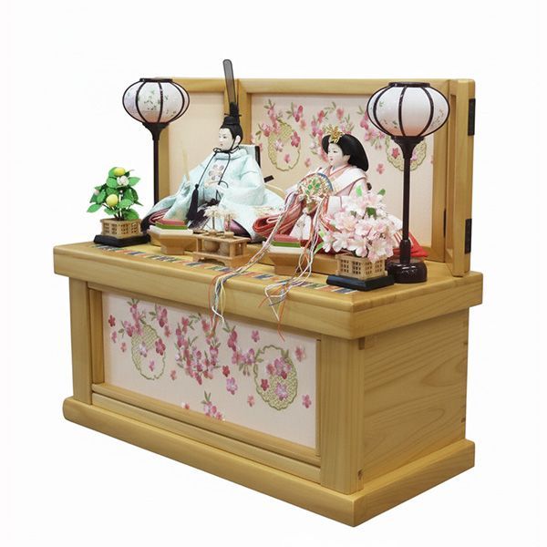 雛人形 平安道翠作 金彩衣裳着 芥子親王 総桧造り コンパクト 収納飾り