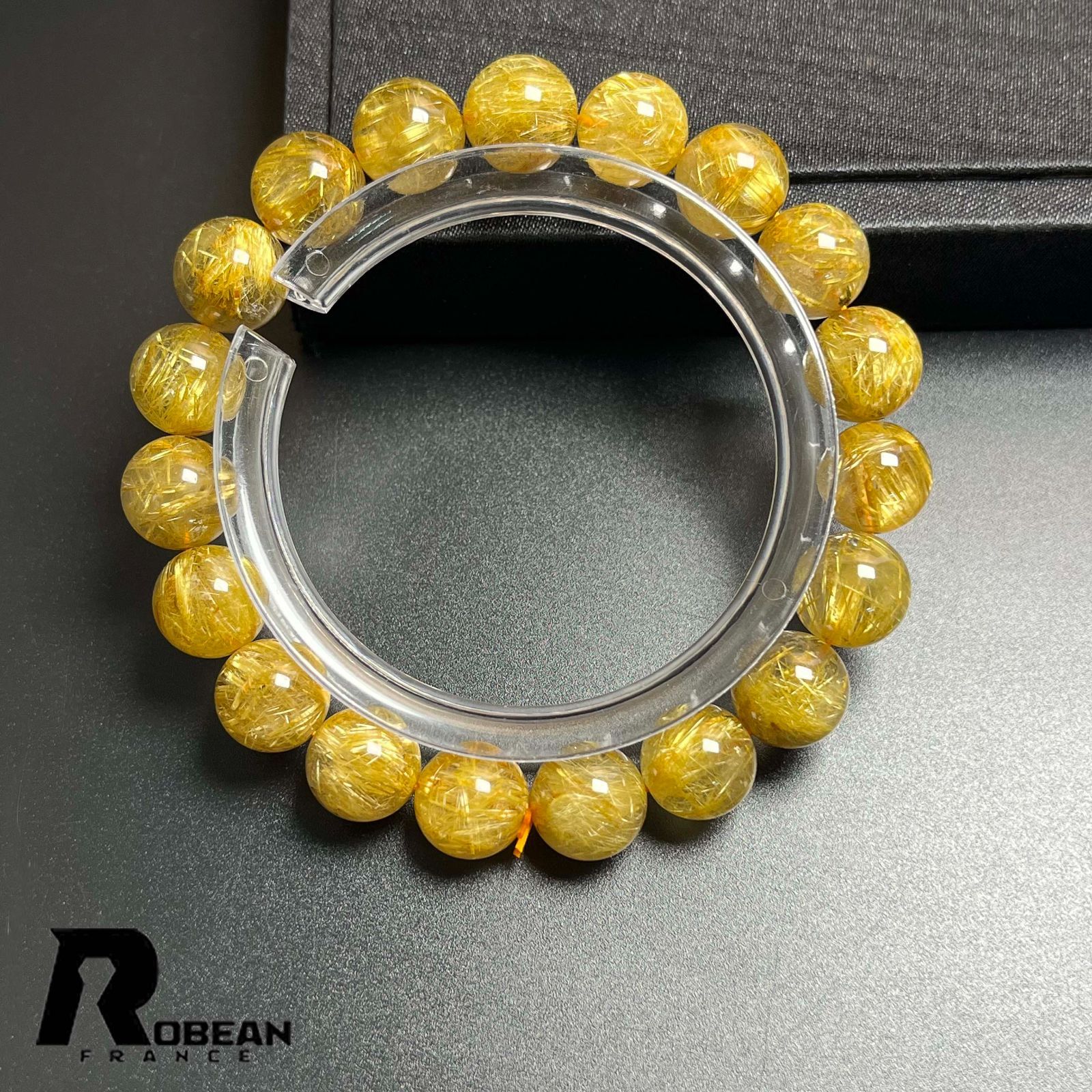 EU製 定価28万円 ROBEAN ! 満針ルチルクォーツ ブレスレット パワーストーン 天然石 金運 お守り プレゼント10.4-10.8mm K1028169