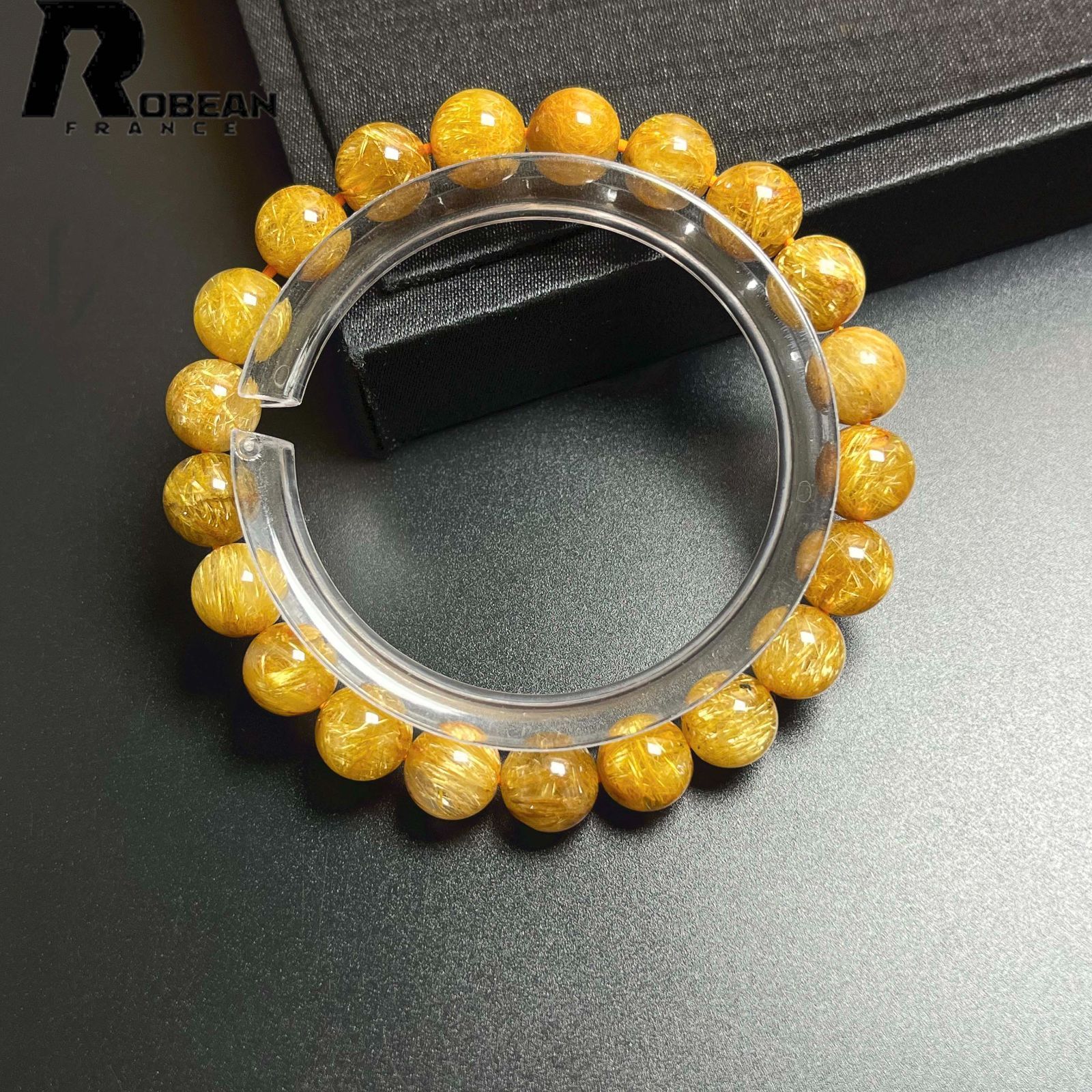 EU製 定価21万円 ROBEAN ! 満針ルチルクォーツ ブレスレット パワーストーン 天然石 金運 お守り プレゼント 8.9-9.3 mm