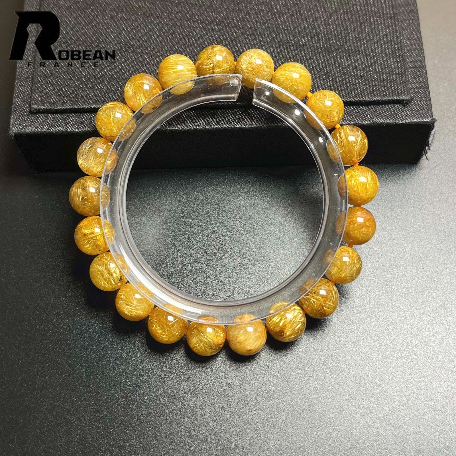 EU製 定価21万円 ROBEAN ! 満針ルチルクォーツ ブレスレット パワーストーン 天然石 金運 お守り プレゼント 8.9-9.3 mm