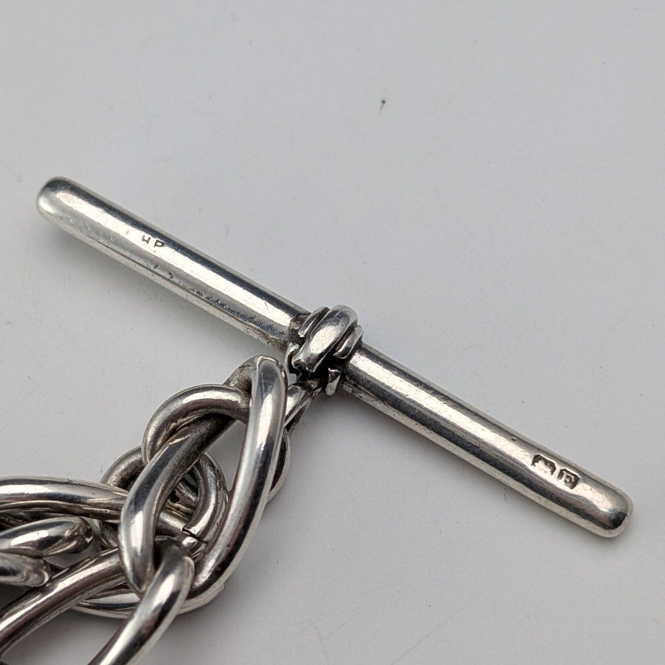 1929年 英国ヴィンテージ 純銀製アルバートチェーン 42g 英国6