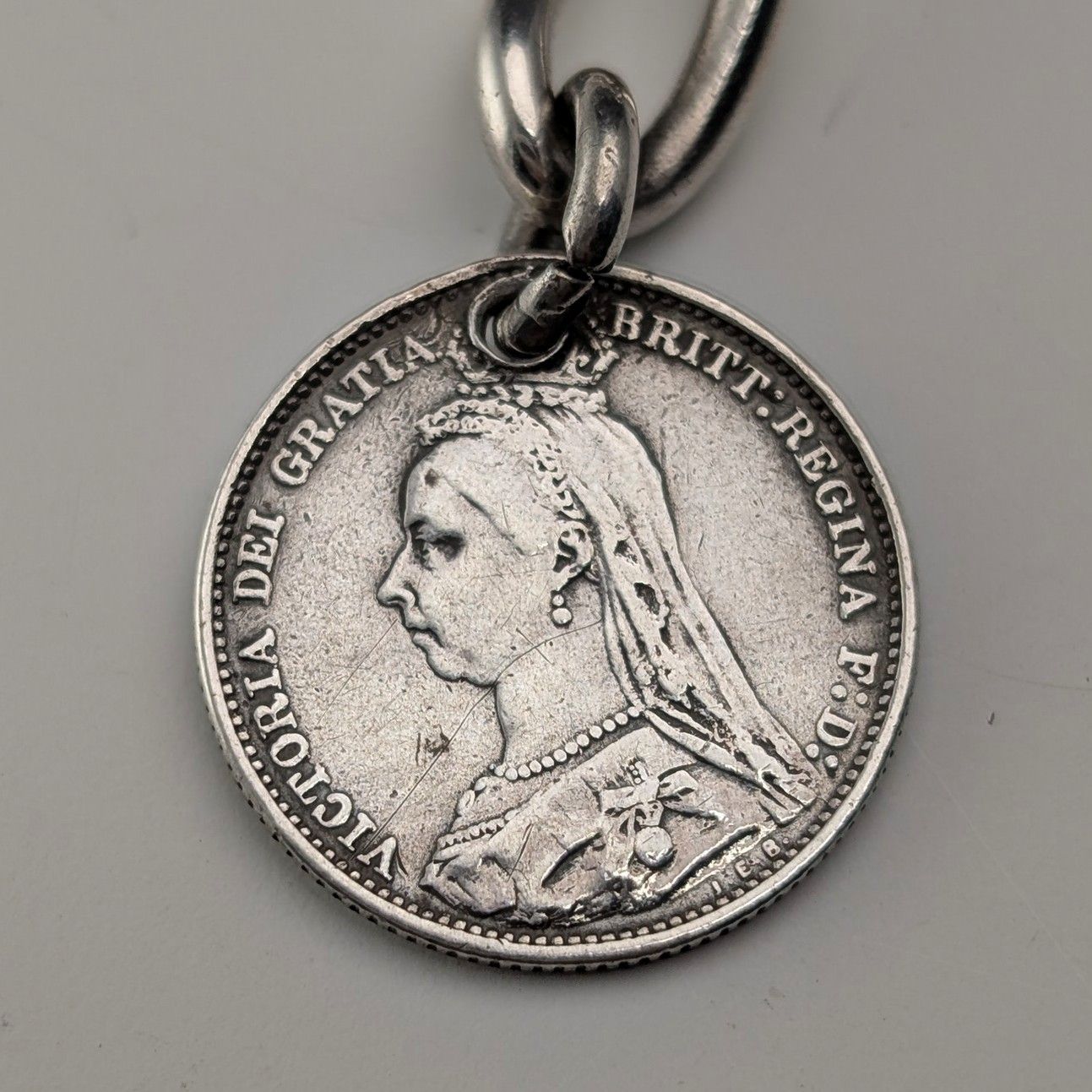 1929年 英国ヴィンテージ 純銀製アルバートチェーン 42g 英国6