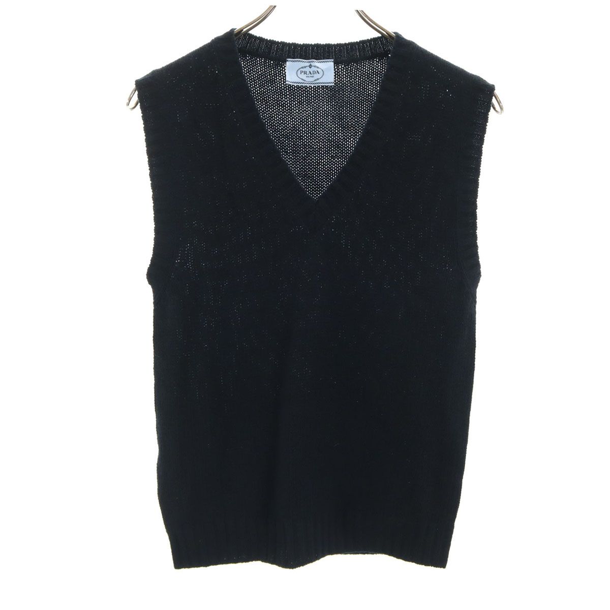 PRADA プラダ 2020年 イタリア製 カシミヤブレンド Vネック ニットベスト 40 ブラック系 レディース 古着