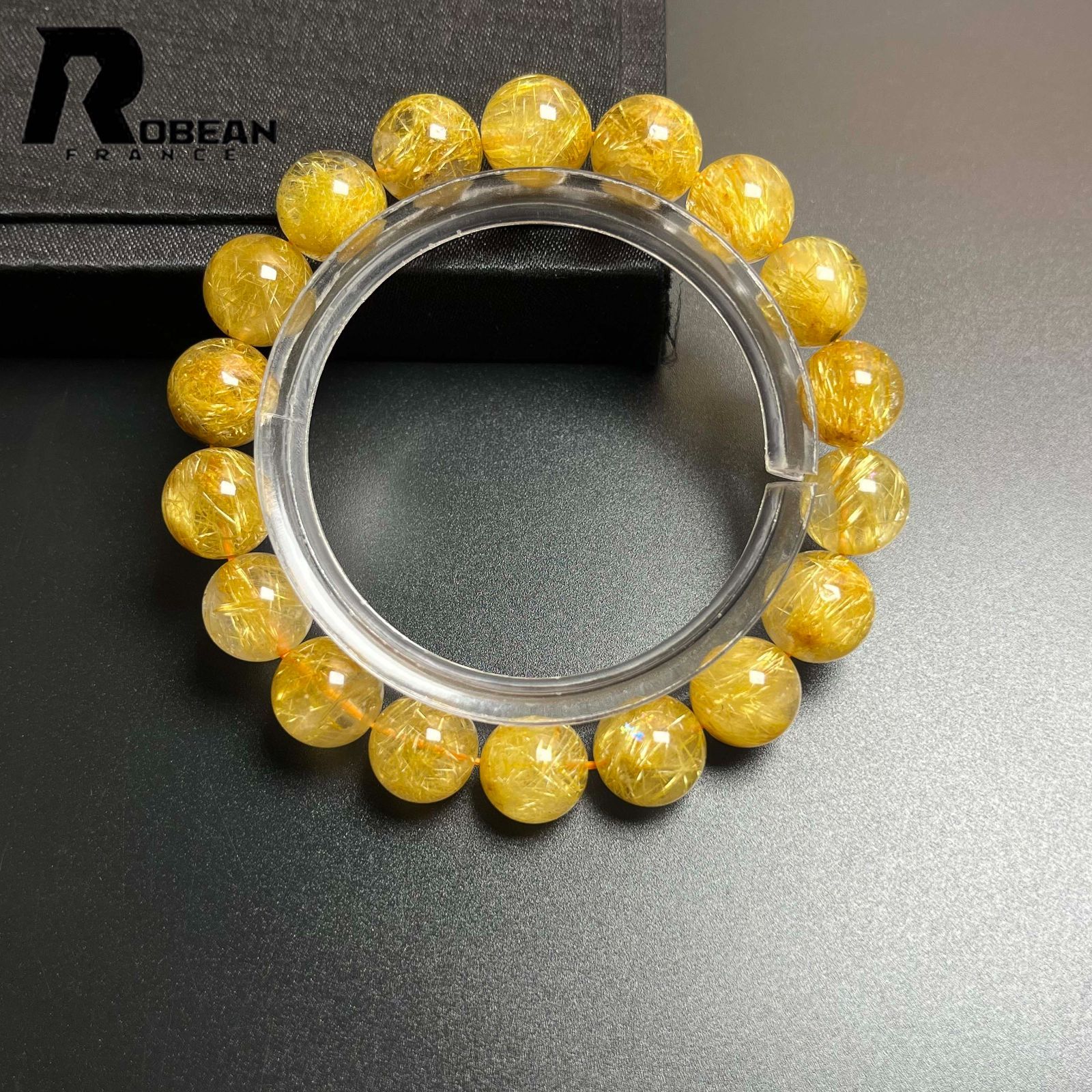 EU製 定価30万円 ROBEAN ! 満針ルチルクォーツ ブレスレット パワーストーン 天然石 金運 お守り プレゼント 10.9-11.3mm K1028171