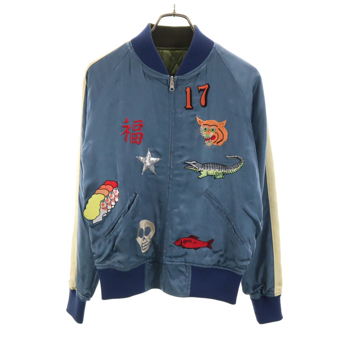 BOHEMIANS ボヘミアンズ リバーシブル スカジャン XS 青紺系 レディース 古着