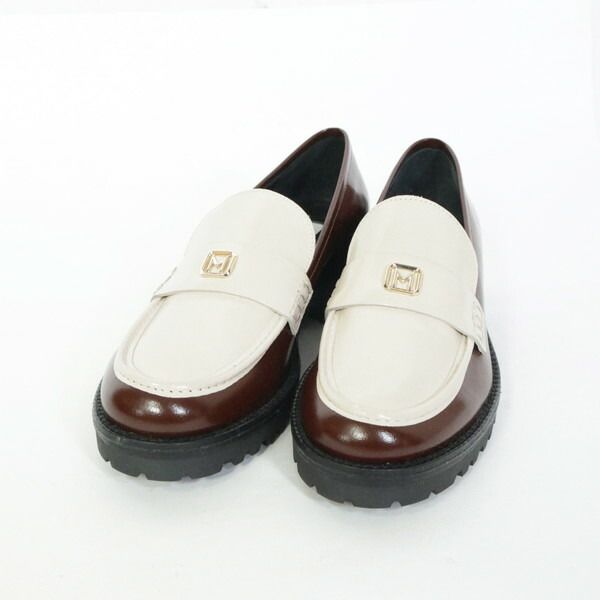 85 OFF マレーラ MARELLA 靴 37 ES353 23.5cm ブラウン ベージュ レディース ローファー レザーローファー 牛革 イタリア製