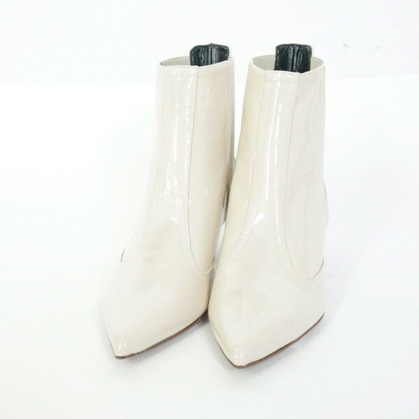 75 OFF マレーラ MARELLA 靴 38 ES355 24cm ベージュ レディース ブーツ ショートブーツ エナメルブーツ サイドゴ イタリア製
