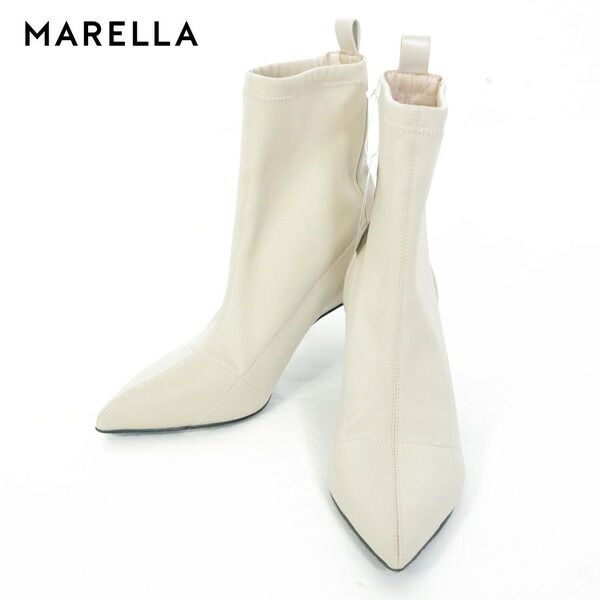 80 OFF マレーラ MARELLA 靴 37 ES356 23.5cm ベージュ レディース ブーツ ショートブーツ ピンヒール ポインテッドトゥ