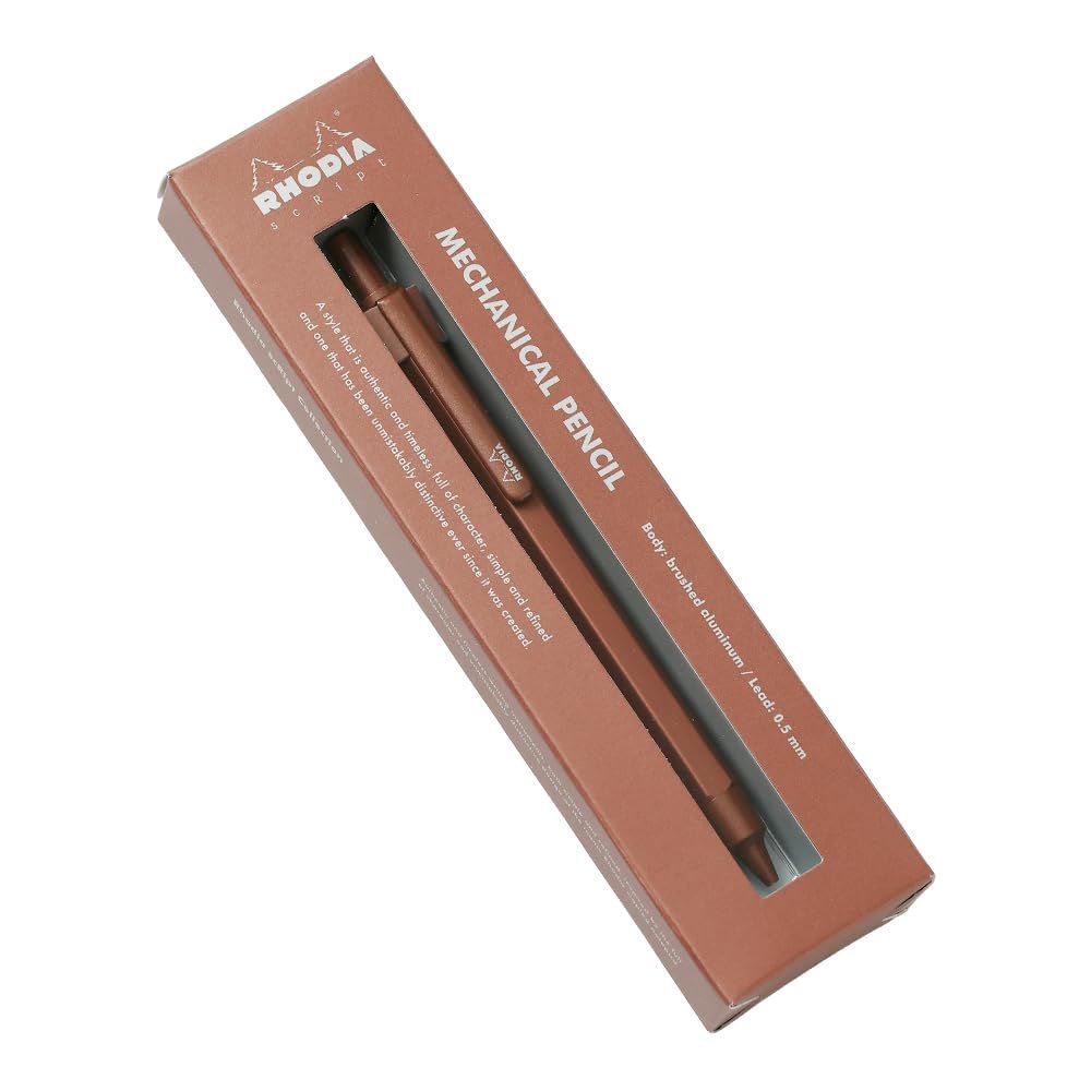 ロディア シャープペン 0 5 mm スクリプト 六角形軸 アルミニウムボディ アルマイト加工 ヘアライン加工仕上げ マロンブラウン RHODIA cf 9347
