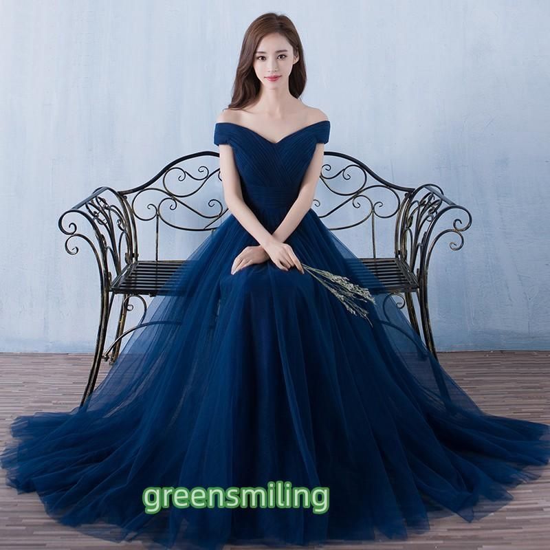 ドレス 青 演奏会 ロングドレス 安い パーティードレス 結婚式 花嫁 フォーマルドレス 二次会 イブニングドレス 発表会