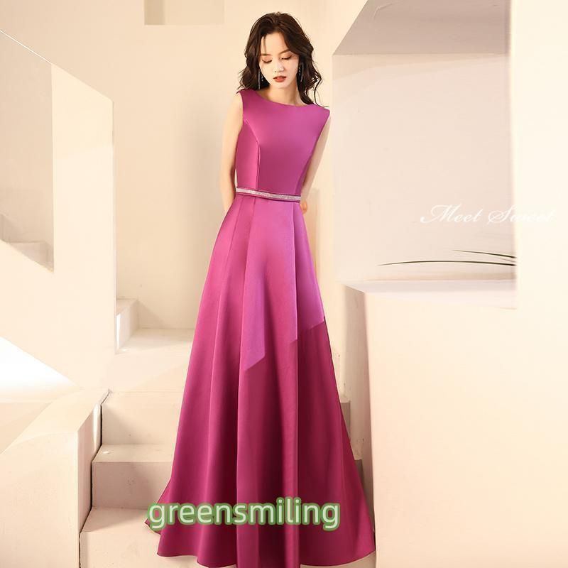 ドレス ファスナー ローズピンク パーティードレス フォーマル ロングドレス 結婚式 二次会 披露宴 発表会 演奏会