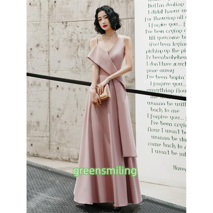 ドレス ファスナー ピンク グリーン ブラック パーティードレス フォーマル ロングドレス 結婚式 二次会 披露宴 発表会 演奏会