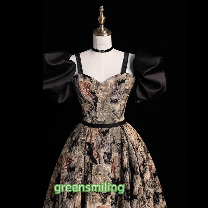 ドレス ロングドレス 花柄 袖付き 黒 Aラインドレス 結婚式 二次会 発表会 演奏会 ウェディングドレス ウエディングドレス