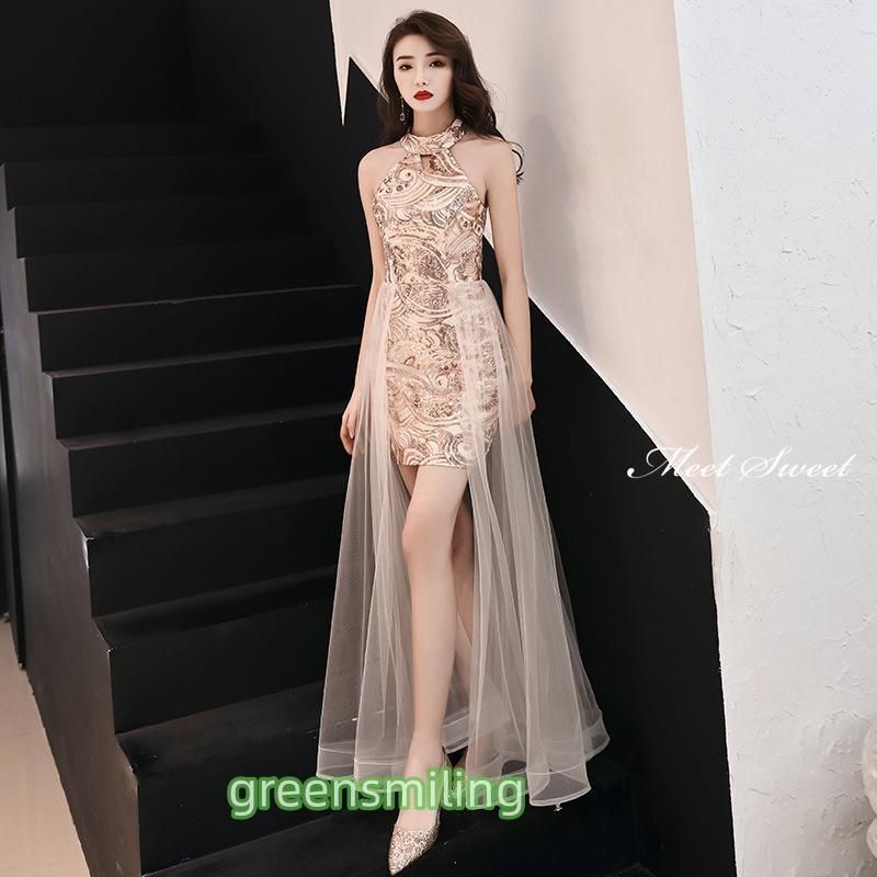 ドレス ミニドレス ゴールド ブラック パーティードレス 袖なし フォーマルドレス 結婚式 二次会 披露宴 お呼ばれ 花嫁 演奏会