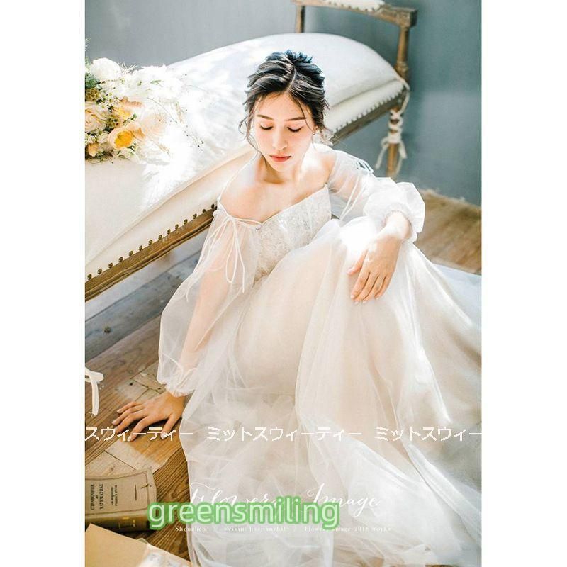 ウェディングドレス ウエディングドレス ロングドレス 結婚式 オフショルダー 二次会 花嫁 前撮りドレス オフホワイト