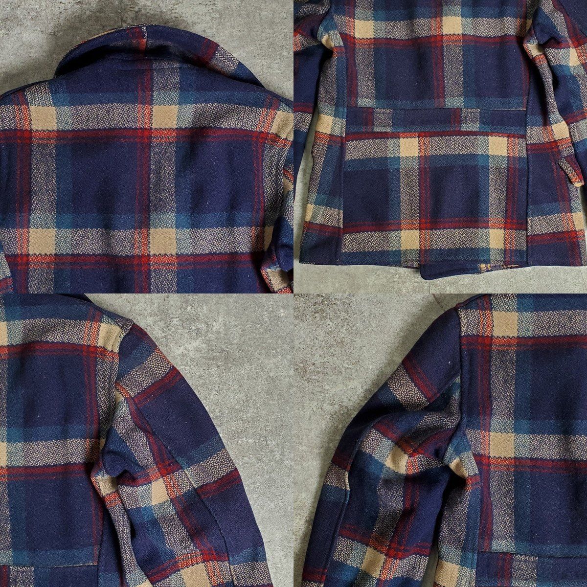 ダブルブレスト ウールチェックジャケット