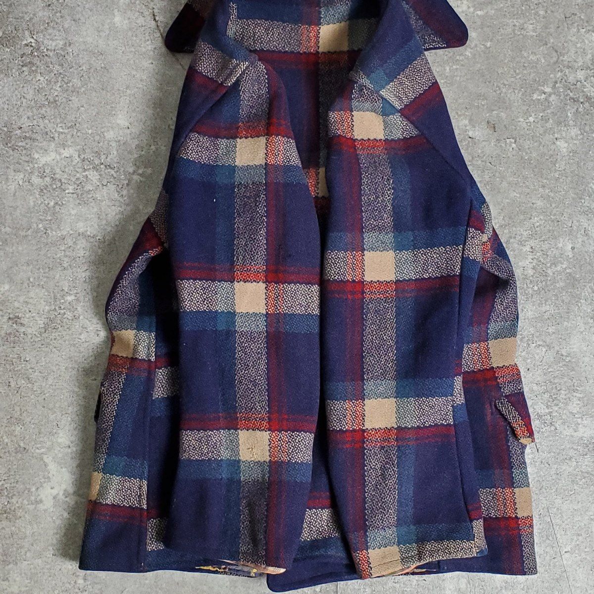 ダブルブレスト ウールチェックジャケット