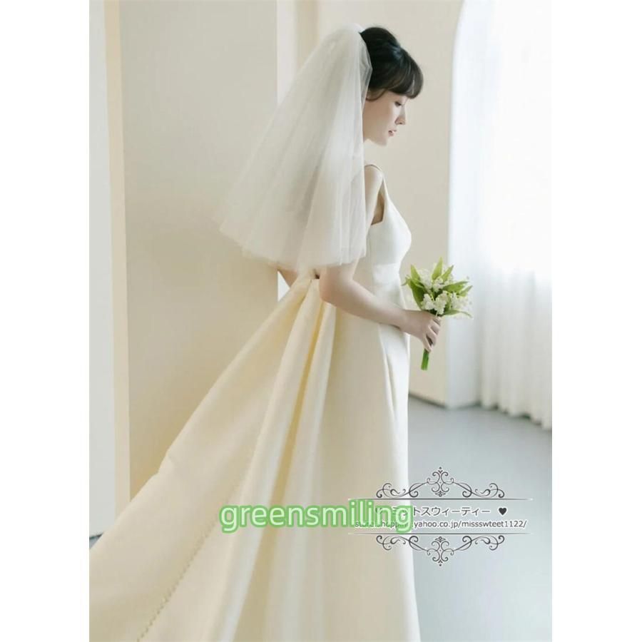  ウェディングドレス 二次会 結婚式 オフホワイト サテン Aライン バックレス 背中開き ブライダル ロングドレス 前撮り 挙式 花嫁 パーティードレス ドレス ブライダル